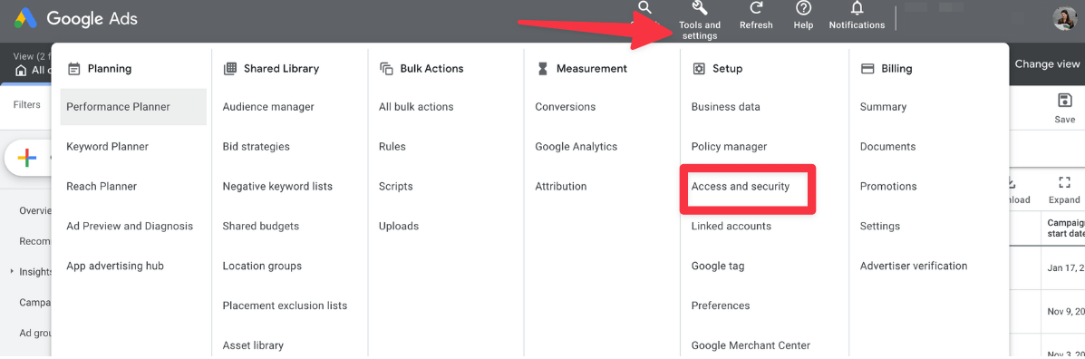 How to Give Access to a Google Ads Account